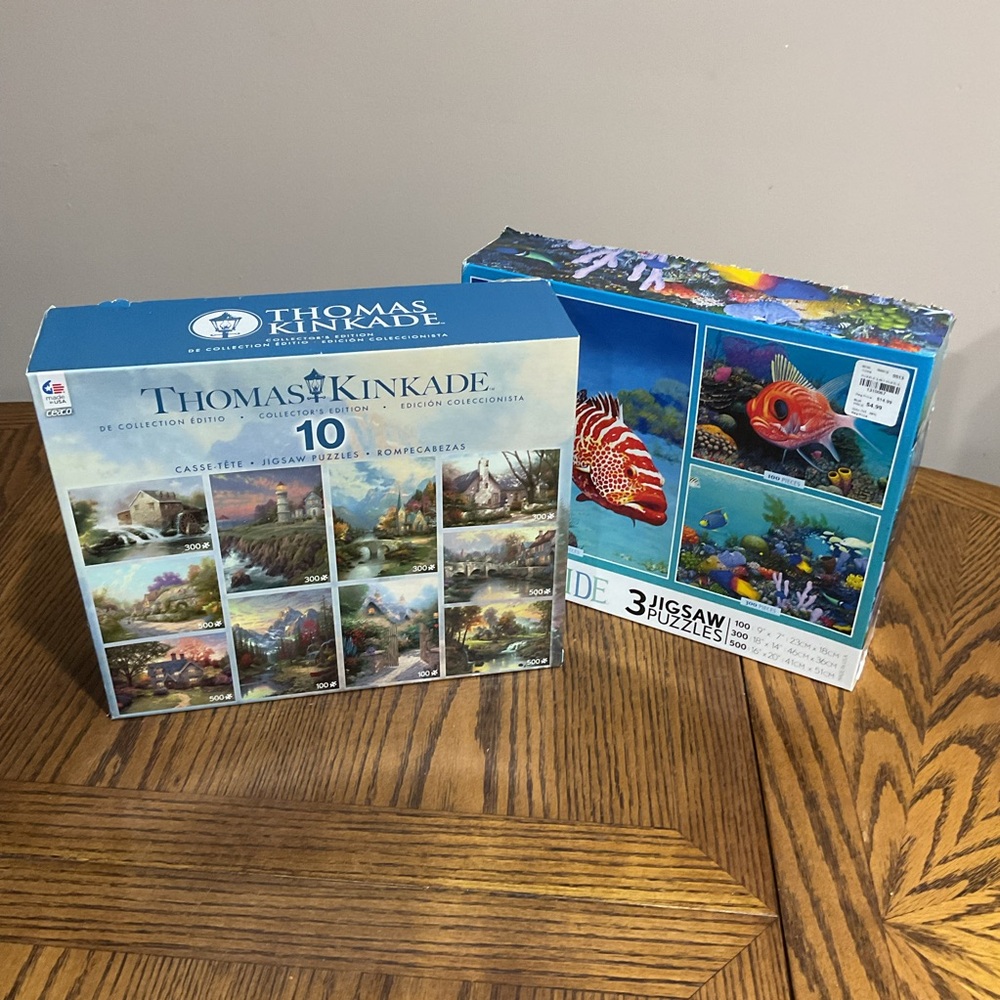 Thomas Kinkade 10 Puzzle Collection & 3 Fish Puzzles